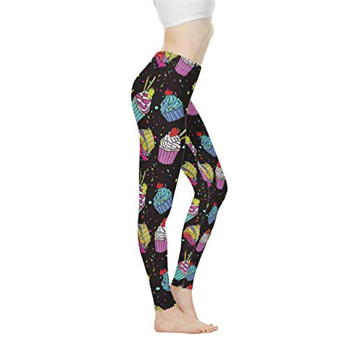 Biyejit Damen-Leggings, hohe Taille, Bauchweg-Effekt, Hose für Yoga, Workout, Laufen, Größe XS-3XL, ice cream, L von Biyejit