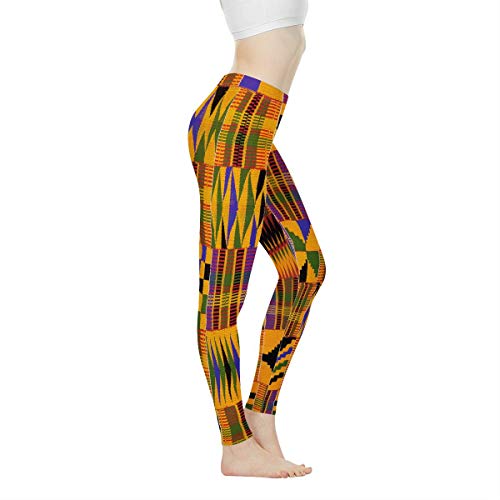 Biyejit Damen-Leggings, Yogahose mit hohem Taillenbund, Workout-Leggings, Afrikanisches Einheimisches Muster, L von Biyejit