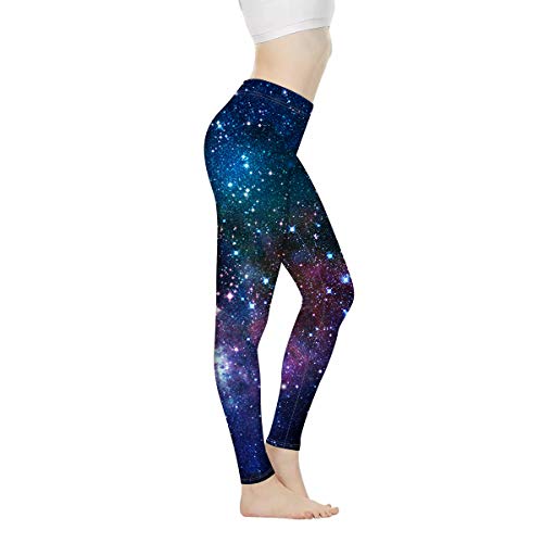 Biyejit Damen-Leggings, Yogahose mit hohem Taillenbund, Workout-Leggings, Galaxy Stars, L von Biyejit