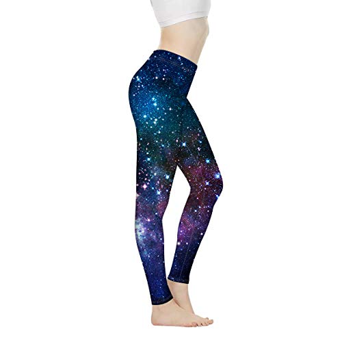 Biyejit Damen-Leggings, Yogahose mit hohem Taillenbund, Workout-Leggings, Galaxy Stars, M von Biyejit