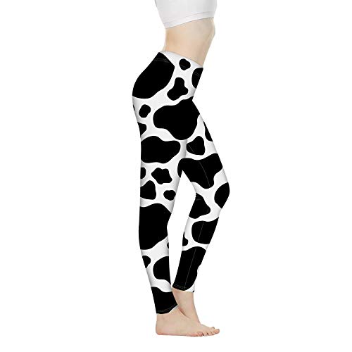 Biyejit Damen-Leggings, Yogahose mit hohem Taillenbund, Workout-Leggings, Kuhmuster, L von Biyejit