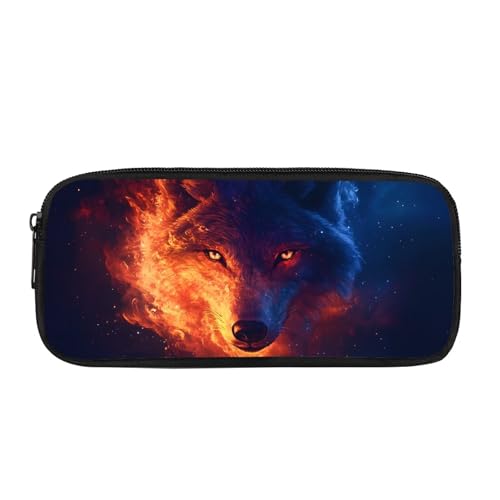 Biyejit Federmäppchen für Kinder, Schreibwaren, Pinsel-Organizer, Kulturbeutel, Schreibwarenbeutel, Feuerwolf, Einheitsgröße von Biyejit