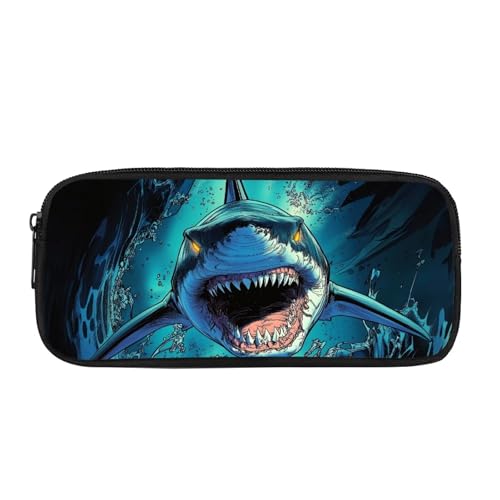 Biyejit Federmäppchen für Kinder, Schreibwaren, Pinsel-Organizer, Kulturbeutel, Schreibwarenbeutel, Haie, Einheitsgröße von Biyejit