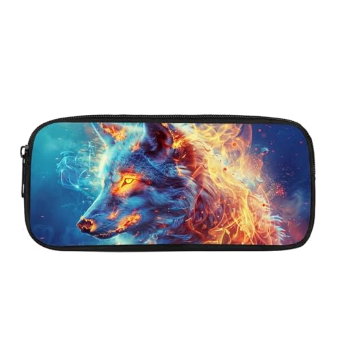 Biyejit Federmäppchen für Kinder, Schreibwaren, Pinsel-Organizer, Kulturbeutel, Schreibwarenbeutel, Wolfsmuster, Einheitsgröße von Biyejit