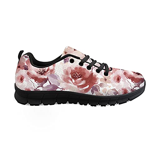 Biyejit Flowers Print Atmungsaktive Laufschuhe Damen Leichter Casual Fashion Sneaker von Biyejit