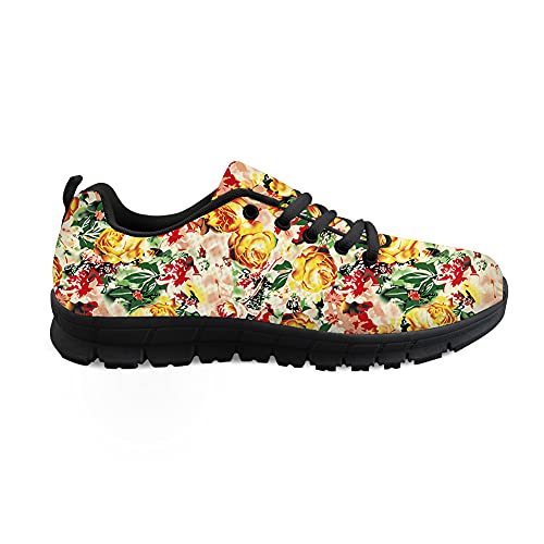 Biyejit Flowers Print Sport Road Running Schuhe Damen Leichter Wandersneaker für Outdoor-Reisen von Biyejit