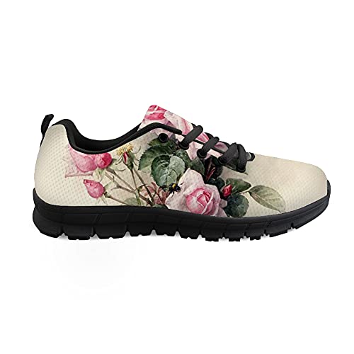 Biyejit Flowers Print Sport Road Running Schuhe Damen Leichter Wandersneaker für Outdoor-Reisen von Biyejit