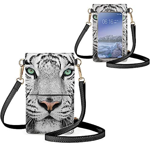 Biyejit Kleine Crossbody-Touchscreen-Handytasche für Damen, Handy-Schultertaschen, Kartenhalter, Geldbörse, Geldbörse, Tigerprint, Small von Biyejit