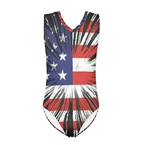 Biyejit Mädchen Gymnastikanzug Ballettanzug Tanzbekleidung Einteiler Größe für 3-14 Jahre Kinder, US-Flagge, 13-14 Jahre von Biyejit