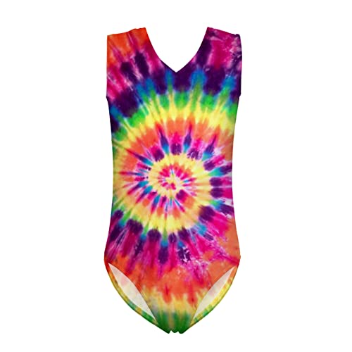 Biyejit Mädchen Turnanzug Tanzanzug Sportbekleidung Gymnastik Einteiler Bademode für Kinder 3-14 Jahre, Batik, 9-10 Jahre von Biyejit