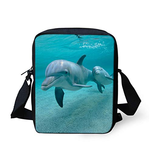 Biyejit Messenger Bags Schulter Crossbody Handbgas Sling Satchel mit verstellbaren Trägern, Delfin von Biyejit