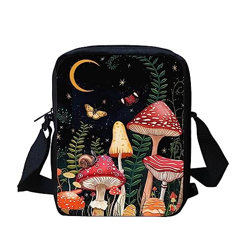 Biyejit Messenger Bags Schulter Crossbody Handbgas Sling Satchel mit verstellbaren Trägern, Pilz-Schmetterling von Biyejit