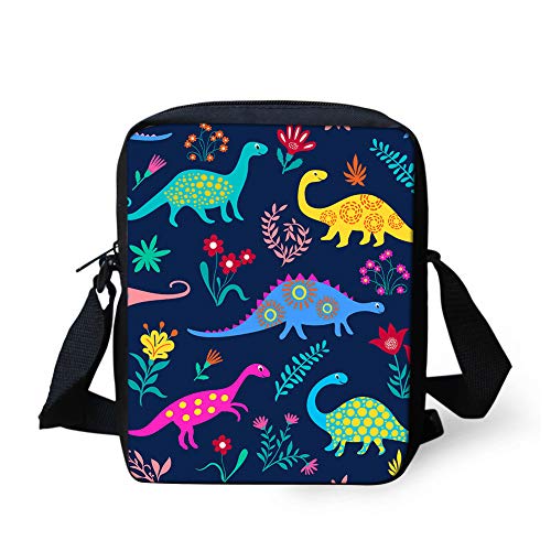 Biyejit Messenger Bags Schultertasche Handbgas Sling Satchel mit verstellbaren Trägern, Cartoon Dinosaurier, Einheitsgröße von Biyejit