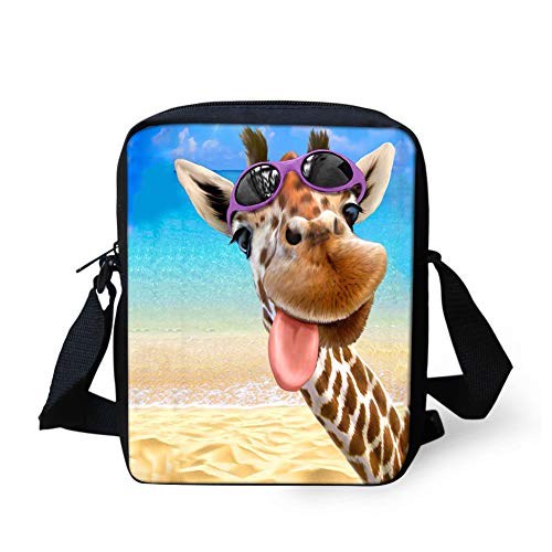 Biyejit Messenger Bags Schultertasche Handbgas Sling Satchel mit verstellbaren Trägern, Gläser Giraffe, Einheitsgröße von Biyejit