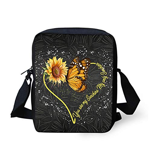 Biyejit Kuriertasche, Umhängetasche, Umhängetasche, Handbgas Sling Sling Satchel mit verstellbaren Trägern, Schmetterling Sonnenblume, Einheitsgröße von Biyejit