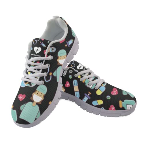 Biyejit Nurse Print Damenmode Sneaker Atmungsaktives Mesh Lässige Sportschuhe Leicht für Damen Mädchen von Biyejit
