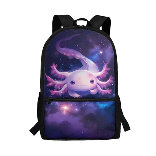 Biyejit Rucksack mit niedlichem Axolotl-Motiv, 43,2 cm (17 Zoll), leichte Schultasche, Laptop-Rucksack für Mädchen und Frauen, Axolotl 11, Einheitsgröße von Biyejit