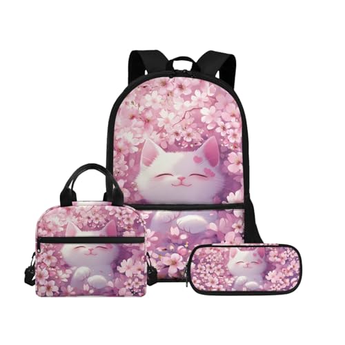Biyejit Schulranzen-Set 3-in-1 Kinderrucksack Lunchtasche und Federmäppchen große Kapazität 43,2 cm Kinder Schultasche, Axolotl 8, Einheitsgröße, Schulranzen-Set von Biyejit