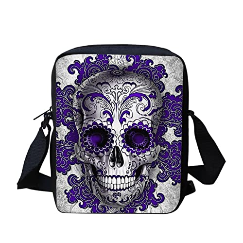 Biyejit Sling Messenger Schulter Handbgas Casual Reise Sport Crossbody Taschen Halter Satchel, Totenkopf lila von Biyejit