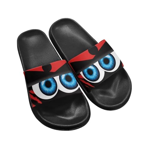 Biyejit Slide Sandal Shoes Slip On Shower Slippers for Indoor Home Garden Bathroom Poolside Outdoor UK 35-45, Niedliche Augen, 38 EU von Biyejit