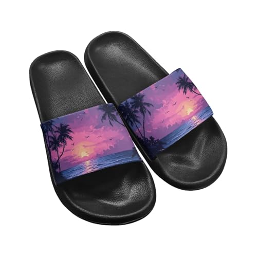 Biyejit Slide Sandal Shoes Slip On Shower Slippers for Indoor Home Garden Bathroom Poolside Outdoor UK 35-45, Palmen, 35 EU von Biyejit