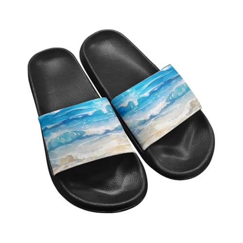 Biyejit Slide Sandal Shoes Slip On Shower Slippers for Indoor Home Garden Bathroom Poolside Outdoor UK 35-45, meeresmotiv, 42.5 EU von Biyejit