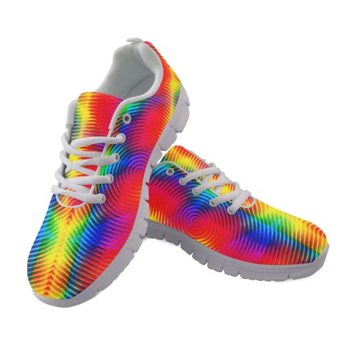 Biyejit Sportliche Sportschuhe, Netzgewebe, atmungsaktiv, für Herren, Freizeit-Sneaker, Schnürschuh, Regenbogen, 44.5 EU von Biyejit