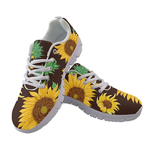 Biyejit Sunflowers Print Atmungsaktive Laufschuhe Damen Leichter Casual Fashion Sneaker von Biyejit