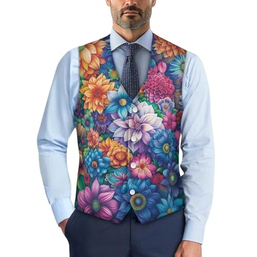 Biyejit Weste für Herren, formelle Anzugweste, schmaler V-Ausschnitt, Anzugweste für Business, Smoking, Party, Hochzeit, S-4XL, Boho-Blumenmuster, M Biyejit Weste für Herren, formelle Anzugweste, schmaler V-Ausschnitt, Anzugweste für Business, Smoking, Party, Hochzeit, S-4XL, Boho-Blumenmuster, M von Biyejit