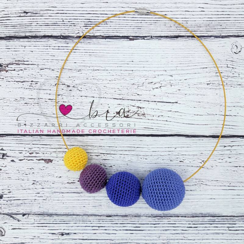 Prugna - Girocollo in Acciaio Con Perle All'uncinetto "Candy Collection" von BizzarriAccessori
