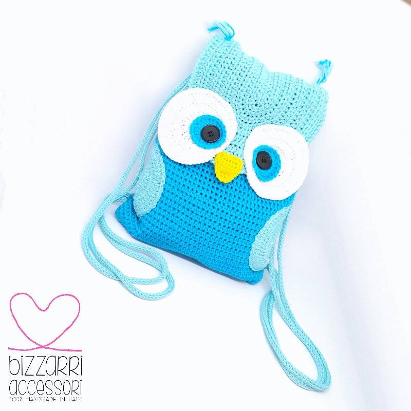 Türkisfarbener Häkeleulenrucksack Türkisfarbener Häkeleulenrucksack von BizzarriAccessori