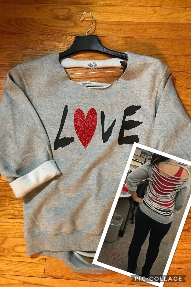 Benutzerdefinierte Slouchy Zurück Sweatshirt, Liebe, Benutzerdefinierte Herz Sweatshirt von BizzeBeeingCreative