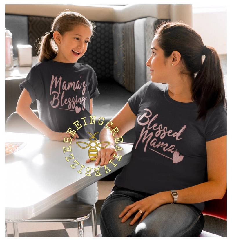 Mama, Gesegnete Mutter, Mamas Segen, Passende Mama Hemden, Mutter Und Tochter von BizzeBeeingCreative
