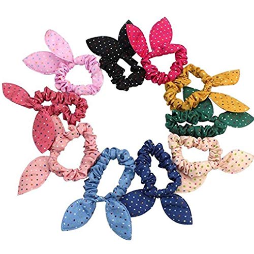 10 Stück Haar Scrunchies Kaninchen-häschen-ohr-bogen-haar-bänder Satin Scrunchy Elastischer Haar-riegel-bänder Pferdeschwanz-halter Für Mädchen-frauen (zufällige Farbe) von Bizzico