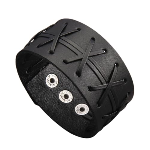 Lederarmband für Herren, Handgelenkmanschetten, Lederarmbänder, Punk-Lederarmband, schwarzes Leder-Manschettenarmband für Damen, Large, Leder, Kein Edelstein Lederarmband für Herren, Handgelenkmanschetten, Lederarmbänder, Punk-Lederarmband, schwarzes Leder-Manschettenarmband für Damen, Large, Leder, Kein Edelstein von Bjesinmo