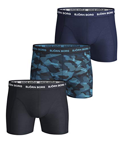 Björn Borg Men's Cotton Stretch 3p Boxer, Drucken, dunkelblau, S (3er Pack) von Björn Borg