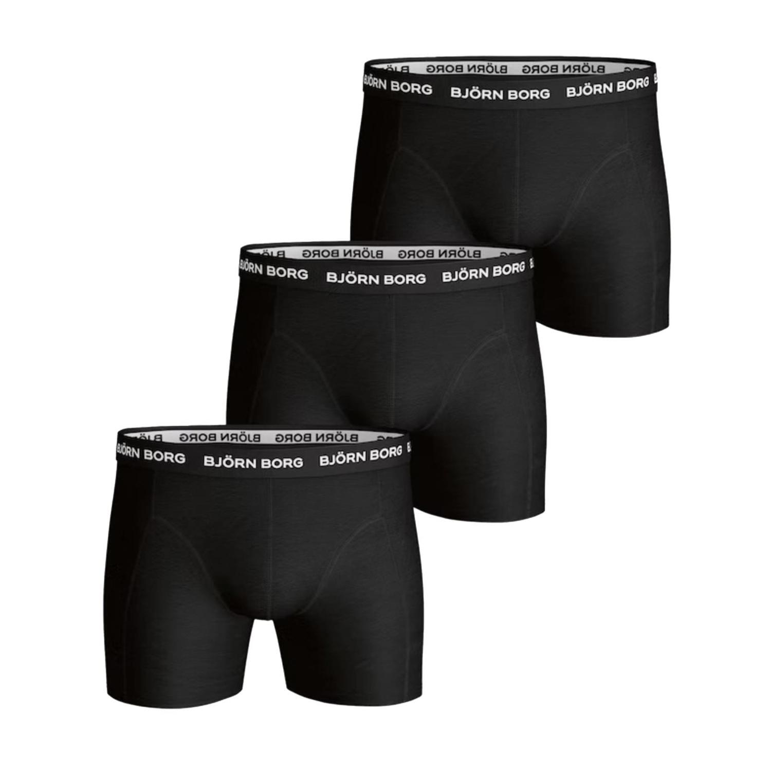 Björn Borg Solid Sammy 3-pack Boxers, Boxershorts in Größe L. Farbe: Black von Björn Borg