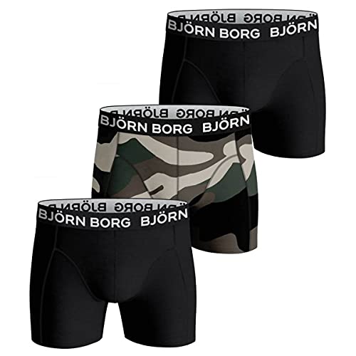 Bjorn Borg Herren 3 Pack Mikrofaser-Baumwoll-Boxer-Slip - Schwarz/Camo - XL von Björn Borg