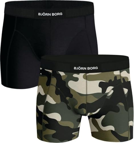 Bjorn Borg Herren-Boxershorts, hochwertige Baumwolle, viele Auswahlmöglichkeiten, 2er-Pack, Schwarz/Camouflage, Größe XL von Björn Borg