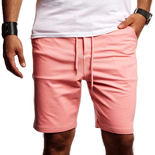 Björn Swensen Herren Kurze Hose Jogginghose Shorts Trainingshose Sporthose Slim Fit Männer Jogging Fitnesshose Fitness-Short für Training Sport Bodybuilding BS2001 S Lachsrosa von Björn Swensen