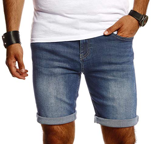 Björn Swensen Herren Shorts Jeans Stretch Kurze Hose für Sommer Slim Fit Basic Kurze Jeanshose für Männer Denim Jungen weiße Freizeithose Cargo Chino Bermuda AMZ9014 Grau W33 von Björn Swensen