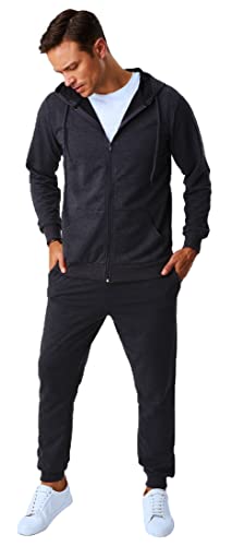 Björn Swensen Jogginganzug Herren Baumwolle Jogging Anzug Trainingsanzug Sportanzug Jungen Jogginghose Sweatjacke Männer BS-3501 Anthrazit Small von Björn Swensen