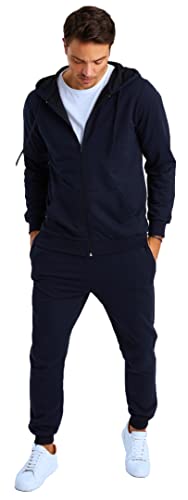 Björn Swensen Jogginganzug Herren Baumwolle Jogging Anzug Trainingsanzug Sportanzug Jungen Jogginghose Sweatjacke Männer BS-3501 Dunkel Blau X-Large von Björn Swensen