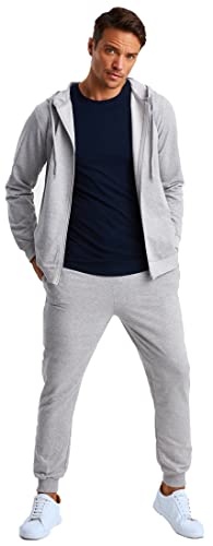 Björn Swensen Jogginganzug Herren Baumwolle Jogging Anzug Trainingsanzug Sportanzug Jungen Jogginghose Sweatjacke Männer BS-3501 Grau Small von Björn Swensen