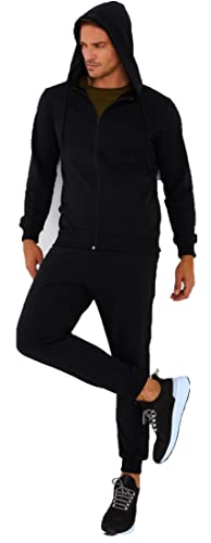 Björn Swensen Jogginganzug Herren Baumwolle Jogging Anzug Trainingsanzug Sportanzug Jungen Jogginghose Sweatjacke Männer BS-3501 Schwarz Small von Björn Swensen