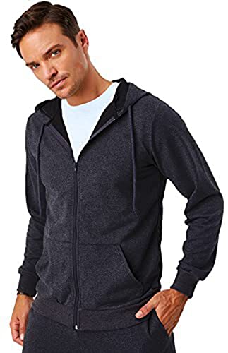 Björn Swensen Kapuzenpullover Herren Sweatjacke mit Kapuze Zip Hoodie Männer Kapuzenjacke dünne Jacke übergangsjacke BS2001 Anthrazit Small von Björn Swensen