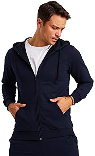 Björn Swensen Kapuzenpullover Herren Sweatjacke mit Kapuze Zip Hoodie Männer Kapuzenjacke dünne Jacke übergangsjacke BS2001 Dunkel Blau Large von Björn Swensen