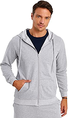 Björn Swensen Kapuzenpullover Herren Sweatjacke mit Kapuze Zip Hoodie Männer Kapuzenjacke dünne Jacke übergangsjacke BS2001 Grau Small von Björn Swensen