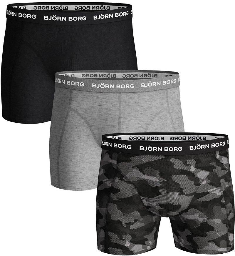Bjorn Borg Cotton Stretch Boxershorts 3er-Pack Schwarz Grau - Größe M von Bjorn Borg