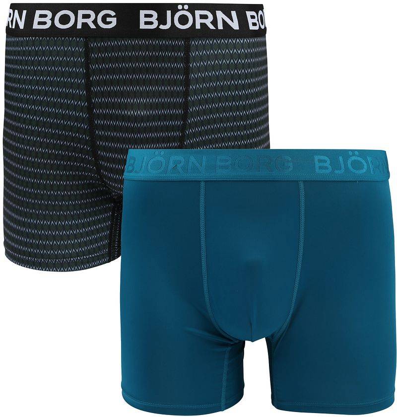 Bjorn Borg Performance Boxershorts 2-Pack Schwarz Petrol - Größe M von Bjorn Borg